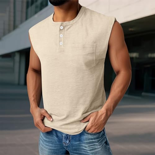 Sleeveless T Shirts for Men Vintage Polo Tank Tops Plus Size Summer Muscle Shirts No Sleeve Cut Off Henley Shirt2