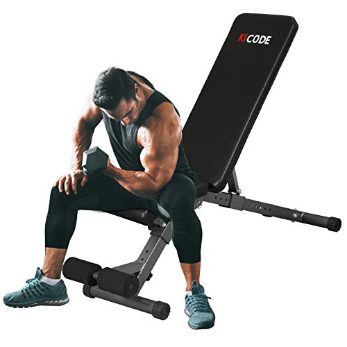 KICODE Weight Bench, Adjustable Strength Training Bench for Full Body Workout, Multi-Purpose Foldable Incline Decline Exercise Workout Bench for Home Gym