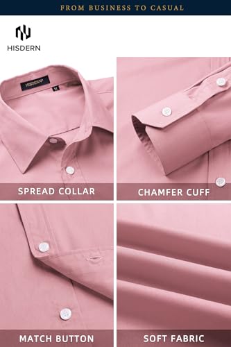 Image of HISDERN Mens Dress Shirts Long Sleeve Button Down Casual Shirts for Men Inner Contrast Formal Business Tuxedo Wedding Shirt
