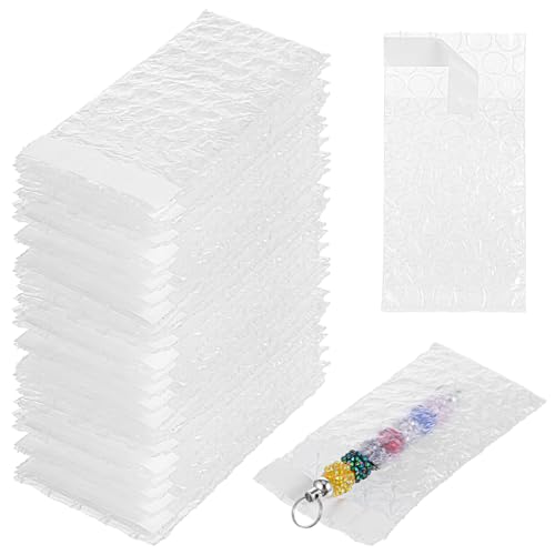 BOHUIZ 300Pcs Clear Bubble Wrap Bags, 2.16 x 3.3 Inch Self-Sealing Double Wall Bubble Pouches for Moving, Shipping, and Storage