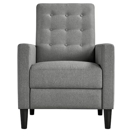 Yaheetech Grey Modern Recliner Chair Adjustable Reclining Armchair Upholstered Sofa Couch with Soft Padded Seat for Home or Bedroom