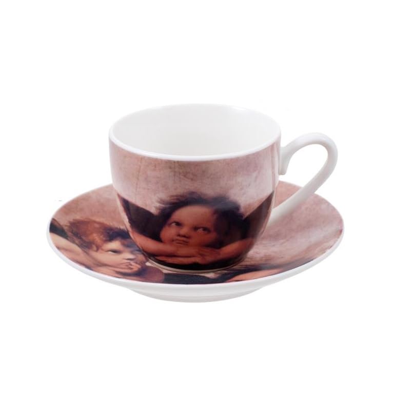 Tasse à café 5 x 6,5 cm Ange Raphael céramique avec assiette 11 cm