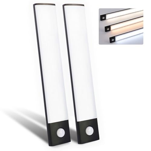 GETIPOO Under Cabinet Lighting Wireless, 2 Pack 3 Color Temps, 40 LED Lights, Motion Sensor Light Indoor, Magnetic Dimmable Closet Lights, Rechargeable Light