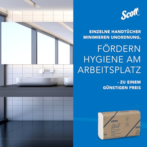 Scott® Papierhandtücher mit Multifold-Faltung 1804, 1-lagiges weißes Handtuchpapier mit Z-Faltung, FSC-zertifiziert, für eine gute Waschraum-Hygiene, 16 Packungen x 250 Papierhandtücher (insg. 4.000)