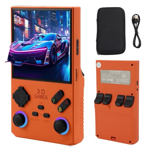 VBESTLIFE Console de Juegos de Mano V40 MAX Retro, 8GB+ 256GB, Emuladores Incorporados de 49+, Pantalla HD HD de 4.0 Pulgadas, Batería de 4000 MAh, Consola de Videojuegos Portátiles (Orange)