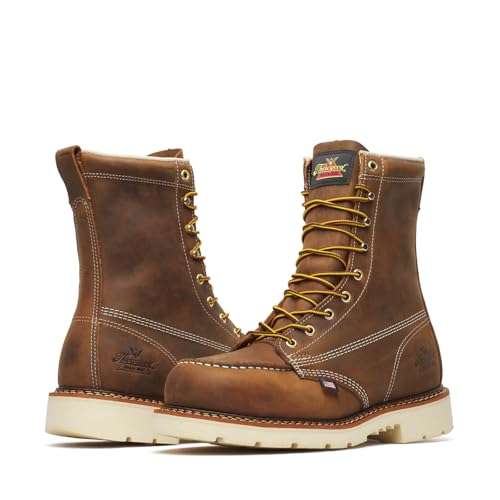 Thorogood American Heritage 8” Steel Toe Work Boots for Men - Full-Grain Leather with Moc Toe, Slip-Resistant Heel Outsole, and Comfort Insole; EH Rated, Trail Crazyhorse - 15 D US by Thorogood - Used condition - US$137.79