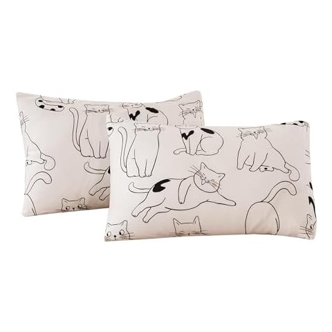 ECOCOTT Cartoon Cats Cotton Pillowcase Set Cover