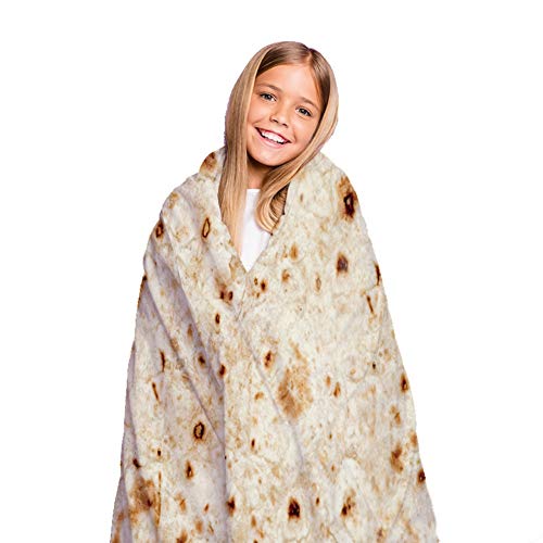 URMAGIC Burritos Blanket, Novelty Tortilla Throw Blanket,Realistic Soft Flannel Burritos Blanket,Comfortable Soft Novelty Giant Round Taco Blanket for Adults and Kids 5 Sizes (XS, Yellow B)