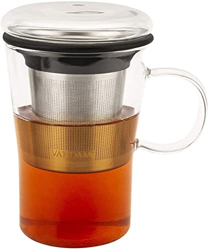 VAHDAM, Tasse à Thé en Verre avec Infuseur - 16 oz | Coffret Cadeau pour Fête des Mères, Infuseur à Thé en Vrac | Tasse à Infusion - Résistant aux Rayures, Convient pour Micro-ondes, Cadeau Femme Cover