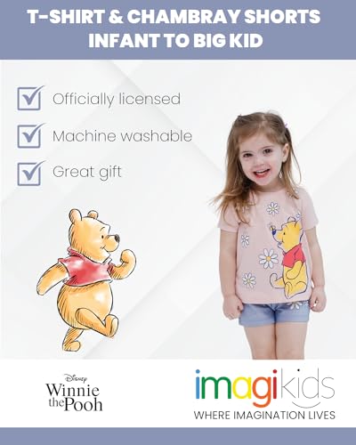 Disney Floral T-Shirt and Chambray Shorts Outfit Set Infant to Big Kid Sizes (12 Months - 14-16)2