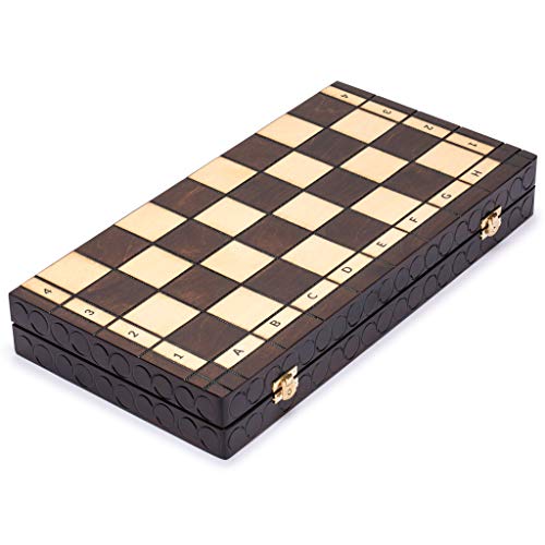 Husaria European International Chess Wooden Game Set, King's Classic - 18-Inch Large Size Chess Set - Folding Board With Felt Bottom Chessmen #TOP6