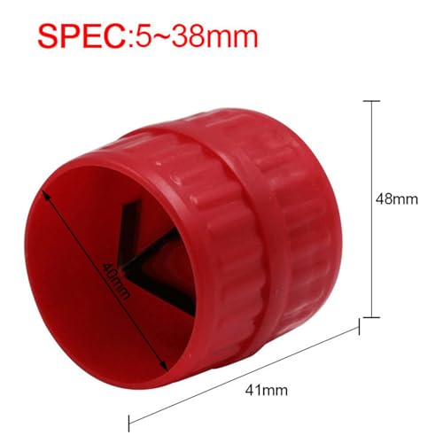 2 in 1 Aussen-Entgrater Rohrentgrater Kunststoffrohr-Fasenwerkzeug Entgrater Kunststoff Universal Kupferrohr Rohre Fasenwerkzeug Handentgrater Deburring Tool Werkzeug Zum Anfasen 5~38mm Rot 1 Stück
