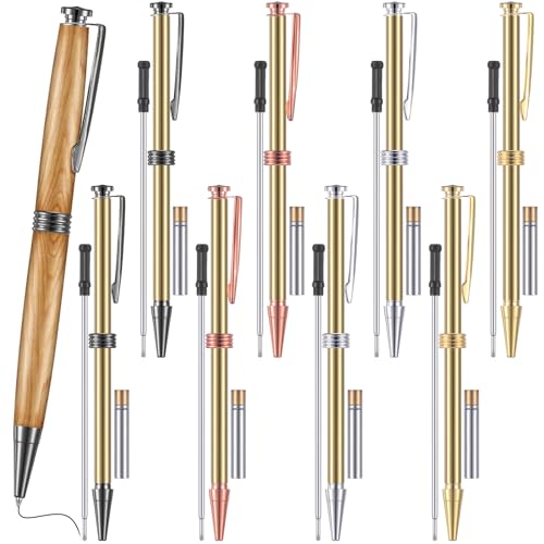 Havawish 12 Pcs 7mm Trimline Twist Pen Slimline Twist Pen Kit with Refill Lathe Turning Supplies for Wood Turning DIY Crafts Making Friend Teacher Dad Gifts Father Day