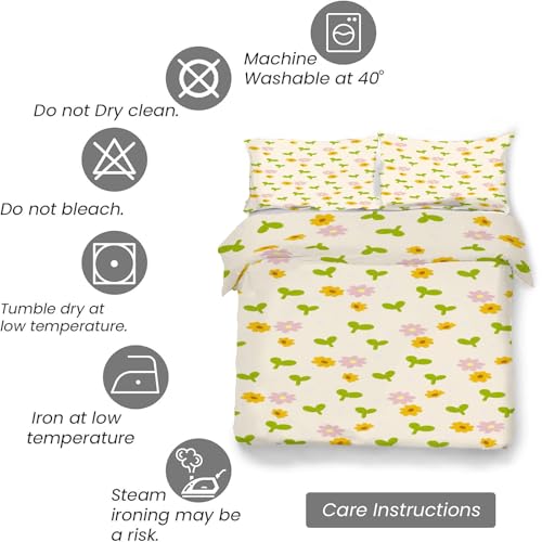 Housse de couette 240x260 tournesol microfibre avec 2 taies