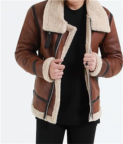Chaqueta de cuero sintético con forro Sherpa para hombre miniatura 6
