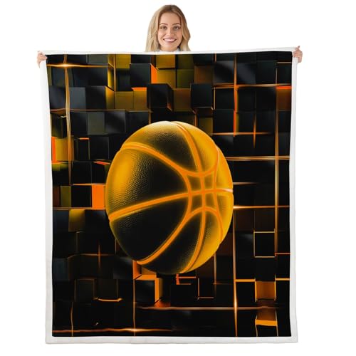 Couverture polaire carré géométrique pour chambre enfant basketball - 2