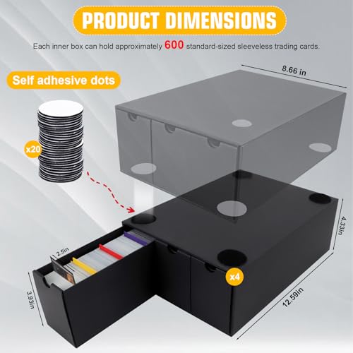 Qlouni WSM-US055 Trading Card Storage Box, Includes 12-600 Ct Boxes & 48 Card Dividers, 12000+ Trading Card Organizer For Collectible Card Games, For Tcg, Yugioh, Mtg, Ptcg, Baseball Cards thumb #1