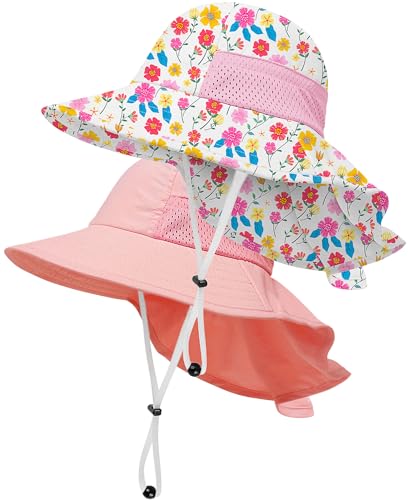 Image of Toddler Baby Sun Hat Kids Summer UPF 50+ for Boys Girls Adjustable Beach Hats with Bucket Wide Brim Age 1-7 Years