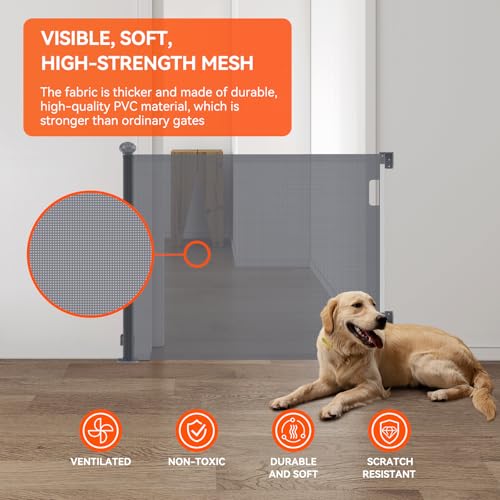 Muaket Treppenschutzgitter/Türschutzgitter Ausziehbare 0-140CM, Treppengitter für Babys und Haustiere Kinderschutzgitter, Einhändiges Öffnen, Kindergitter babygitter tür für Treppen, Türen, Grau