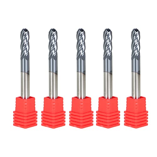 Image of findmall 5Pcs 1 /4 Inch Helix Carbide End Mill Tialn Coated 4 Flute 3 /4 Inch Length of Cut Fit for Aluminum Cut Non-Ferrous Metal Upcut CNC Spiral Router Bit