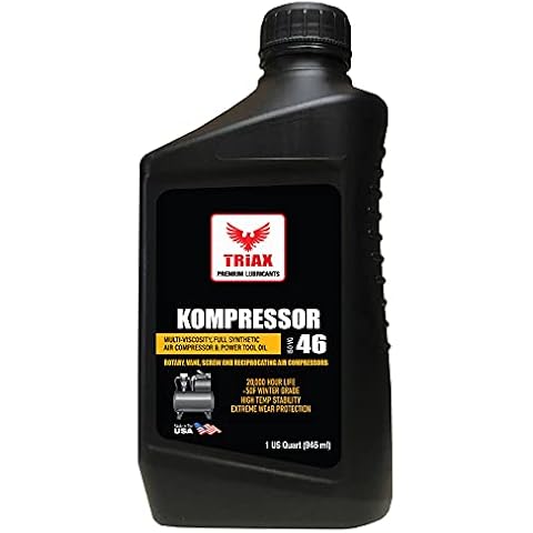 TRIAX Kompressor MV ISO 46, Multi Vis, Full Synthetic Air Compressor Oil, Rotary, Vane, Screw, Reciprocal, High Temp, 20,000 Hour Life (1 Quart) Cover