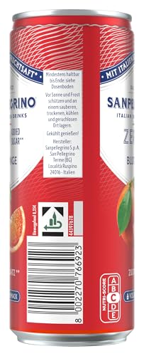 San Pellegrino Blutorange Zero Added Sugar, Blutorangen-Limonade mit 10% Fruchtsaft, ohne Zuckerzusatz, 12er Pack (12 x 330ml) Einweg-Dosen 5