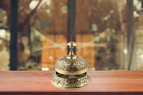 The Helicopter Co. Solid Vintage Style Designer Brass Hotel Counter Bell, Officer Call Bell Ornate Brass Hotel Counter Bell Desk Bell Service Bell For Hotels. #TOP4