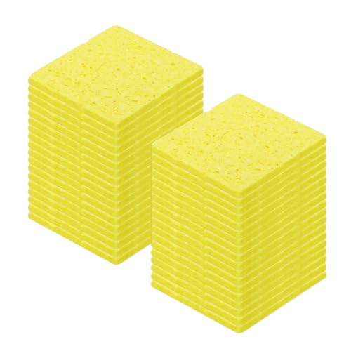 Image of MECCANIXITY 25PCS Soldering Sponge 60 x 60mm Square with Holes Yellow Cleaning Pad Iron Replacement for Cleaning Soldering Iron 3mm Natural Thickness 14mm Water Absorption Thickness