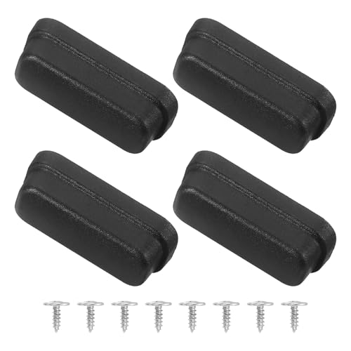 uxcell 4Pcs Luggage Replacement Pads, Plastic Luggage Stand Feet Stud, Suitcase and Travel Gear Bottom Side Accessories with Self-Tapping Screws, Black (42x19x13mm)