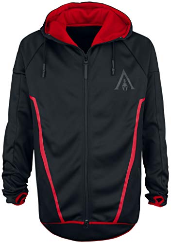 Assassins Creed Odyssey Technical Hexagonal Full Length Zipper Hoodie, Male, Large, Black/red Hd516544aco-l