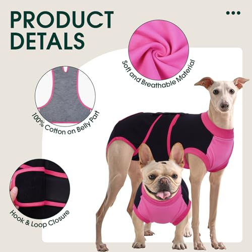 Image of Kuoser Recovery Suit for Dogs After Surgery, Soft Dog Surgery Suit Female Male, Breathable Pet Surgical Recovery Shirt, Anti Licking Dog Onesie for Abdominal Wounds Cone Alternatives, Black XS