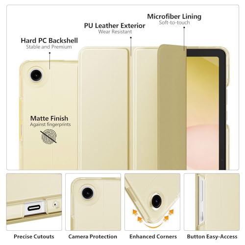 Image of MoKo for Samsung Galaxy Tab A11 Plus / A11+ Case 11 Inch 2026, Galaxy Tab A9 Plus / A9+ Case 11 Inch 2024, Slim Stand Hard PC Translucent Back Shell Smart Cover, Auto Wake /Sleep, Champagne Gold