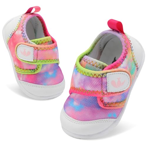 Image of FEETCITY Baby First Walking Shoes Boys Girls Infant Sneakers Crib Shoes Breathable Lightweight Slip On Shoes