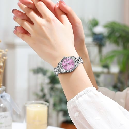 Image of NIBOSI Watches for Woman Analog Quartz Stainless Steel Diamond Rose Gold Green Small Dial Women Watches Classic Wrist Watch Date Waterproof
