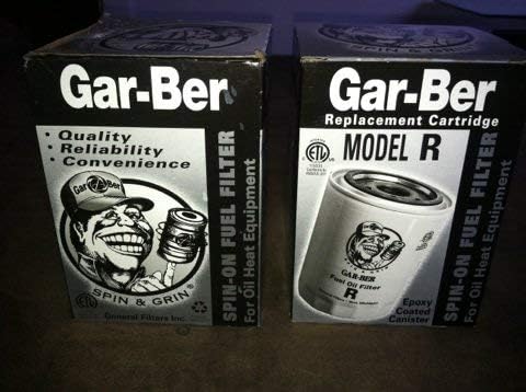 TWO (2) GAR-BER MODEL R SPIN-ON OIL FUEL FILTERS - REPLACEMENT CARTRIDGE NEW IN BOX