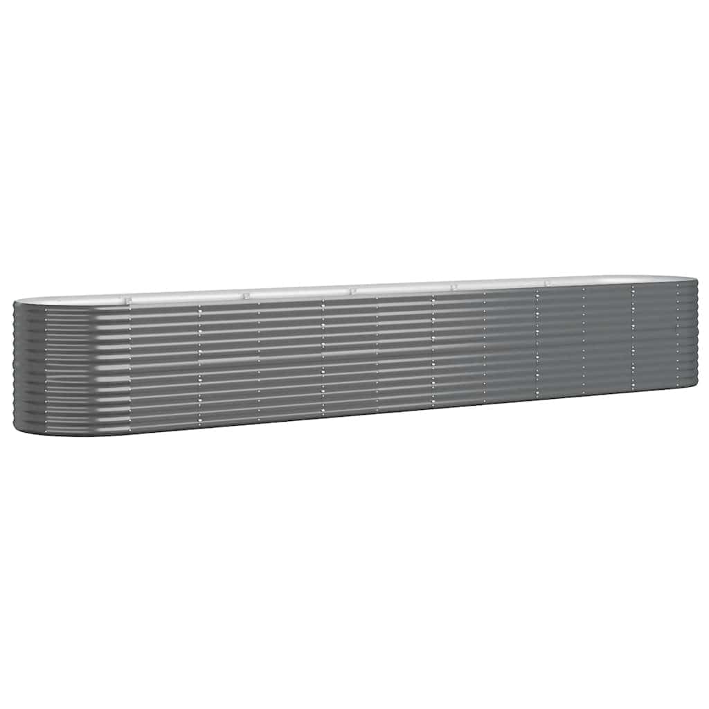 VIDAXL Raised Garden Bed - Galvanised Steel - 440 x 80 x 68cm - Grey