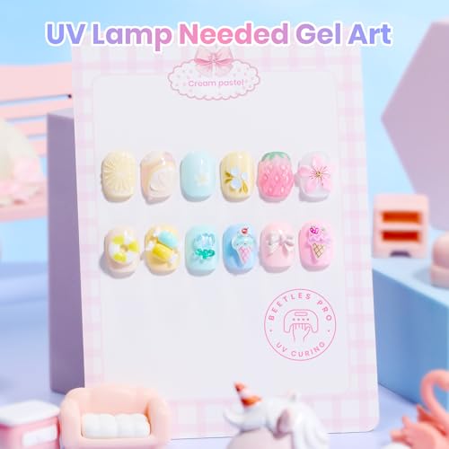 Image of Beetles Pastel Gel Polish Set- Cream Patels HEMA-FREE Gel, 6 Colors 15ML Full Size Pastel Yellow Pink Blue Summer Shades, Salon-Quality Long Lasting Soak Off UV LED Nail Gel with Swatch Card