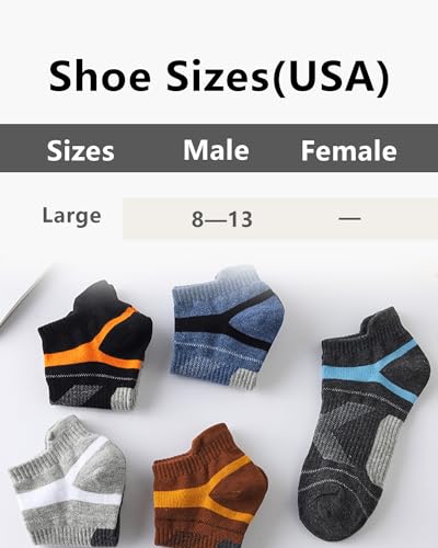 Men Ankle Athletic Socks Sweat Absorbent Breathable Arch Cushioning Running Basketball Socks 8-13 (5 Pairs)4
