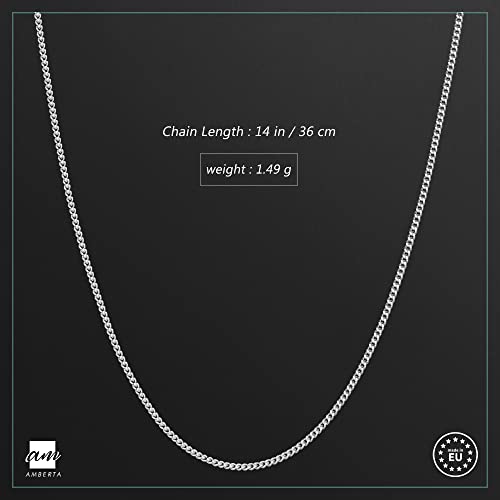 Amberta Children 925 Sterling Silver Chain Necklace (14 inch - 4 to 12 Years Old)2