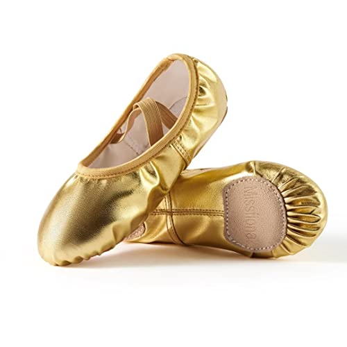 missfiona PU Leather Ballet Shoes Women Belly Slippers Dance Shoes Adult Split-Sole Gymnastics Flat2