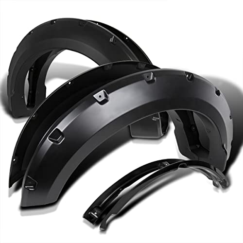 Spec-D Tuning 4PC Front + Rear Pocket Rivet Style Black Wheel Fender Flares Cover Compatible with Ford F150 2015-2017