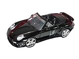Aus Metall mit Plastikteilen Motormax Porsche 911 997 Turbo Cabrio Schwarz 2004-2011 1/24 Modell Auto mit individiuellem Wunschkennzeichen