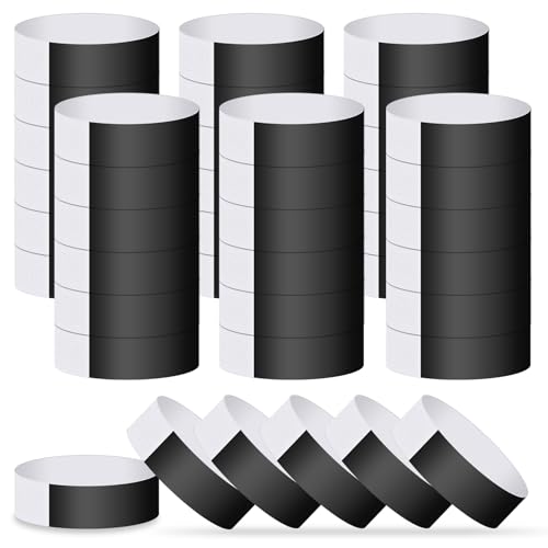 ASTARON Pulseras Negras para Eventos, 400 Piezas Pulseras de Papel Impermeables para Eventos Brazaletes para Fiestas Pulseras de Papel Pulseras para Clubes Pulseras Ligeras para Conciertos