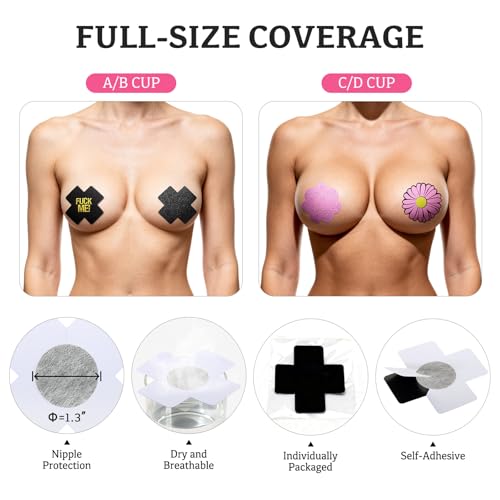 Image of Glitters Pasties Rave Pack Nipple Covers Stickers Disposable Sticky Breast Petals Bra for Women Rave Outfit Party