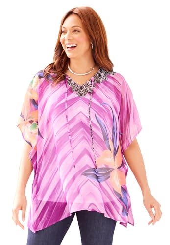 Catherines Women's Plus Size Georgette Peasant Poncho