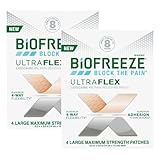 Biofreeze UltraFlex Lidocaine Patches Maximum Strength, Patented Technology, Flexible Pain Relief Patch for Lower Back, Lidocaine Patch for Neck, Knee, Shoulder, Large Pain Patches (Large, 8, Count)