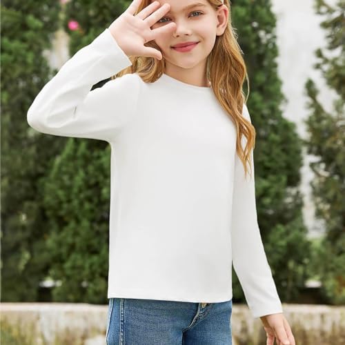Girls Long Sleeve T Shirts Soft Tops Kids Fall Crewneck Basic Tees Solid Color Toddler Kids Simple Shirts Clothes3