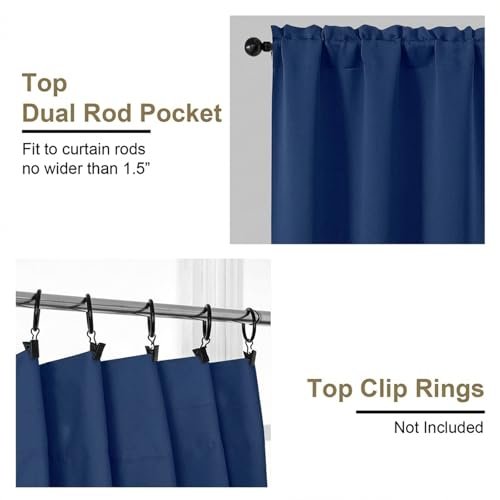 Image of Royal Blue Blackout Curtains for Bedroom 72 Inch Length 2 Panels Set, Thermal Insulated Curtains for Living Room Nursery, Energy Saving Window Drapes for Patio French Door Front Door, 2x40Wx72L