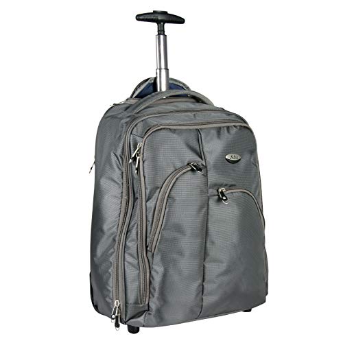 Image of Trolley Backpack with Wheels | Laptop Backpack for Men | Rolling Bag for Travel | Polyester Carry -On for Travel, Office, Camping, Offical Trips | Water Resistant(40L, Grey)