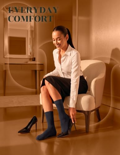 Image of Hugh Ugoli Womens Thin Soft Bamboo Dress Socks, Business, Crew, 3-6 Pairs
